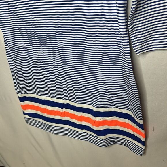 Lilly Pulitzer Beacon Navy Blue White Stripe Quarter Sleeve Mini Sleeve Dress. S - Picture 4 of 9